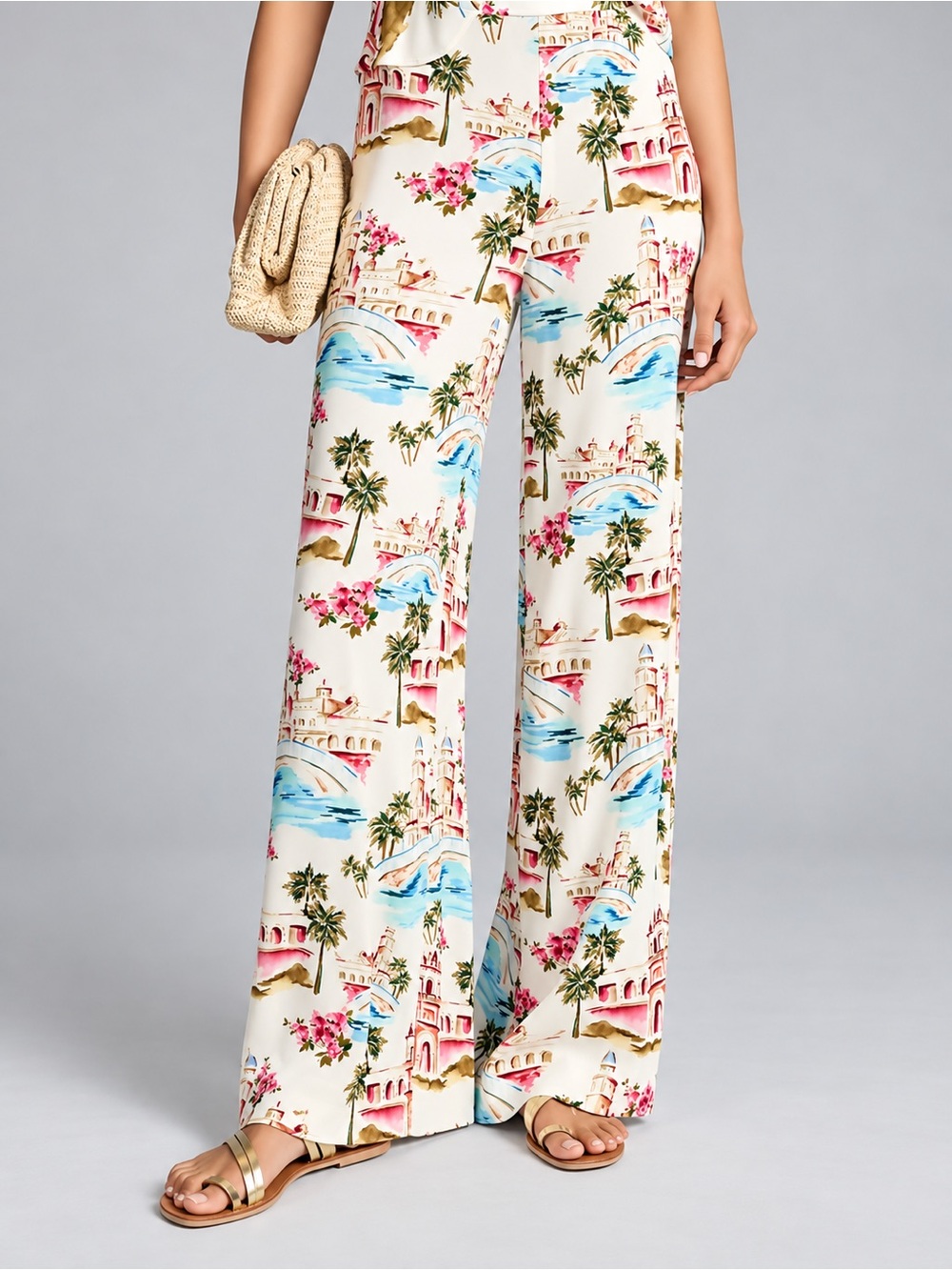 Favorite Daughter Friday Wide Leg Pants Valencia Print Beach Boho Womens 4